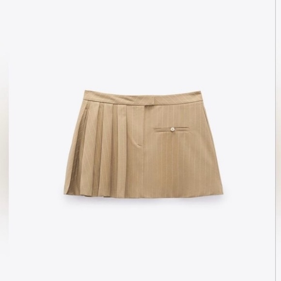 ZARA matching set | pinstripe crop vest and pleated skirt - Picture 8 of 12